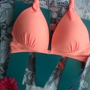 Hula Honey Push up Strappy Peach Bikini Top Size S